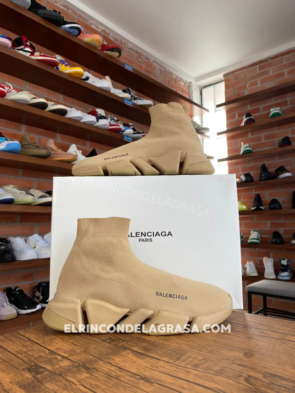 Balenciaga trainer speed marron best sale