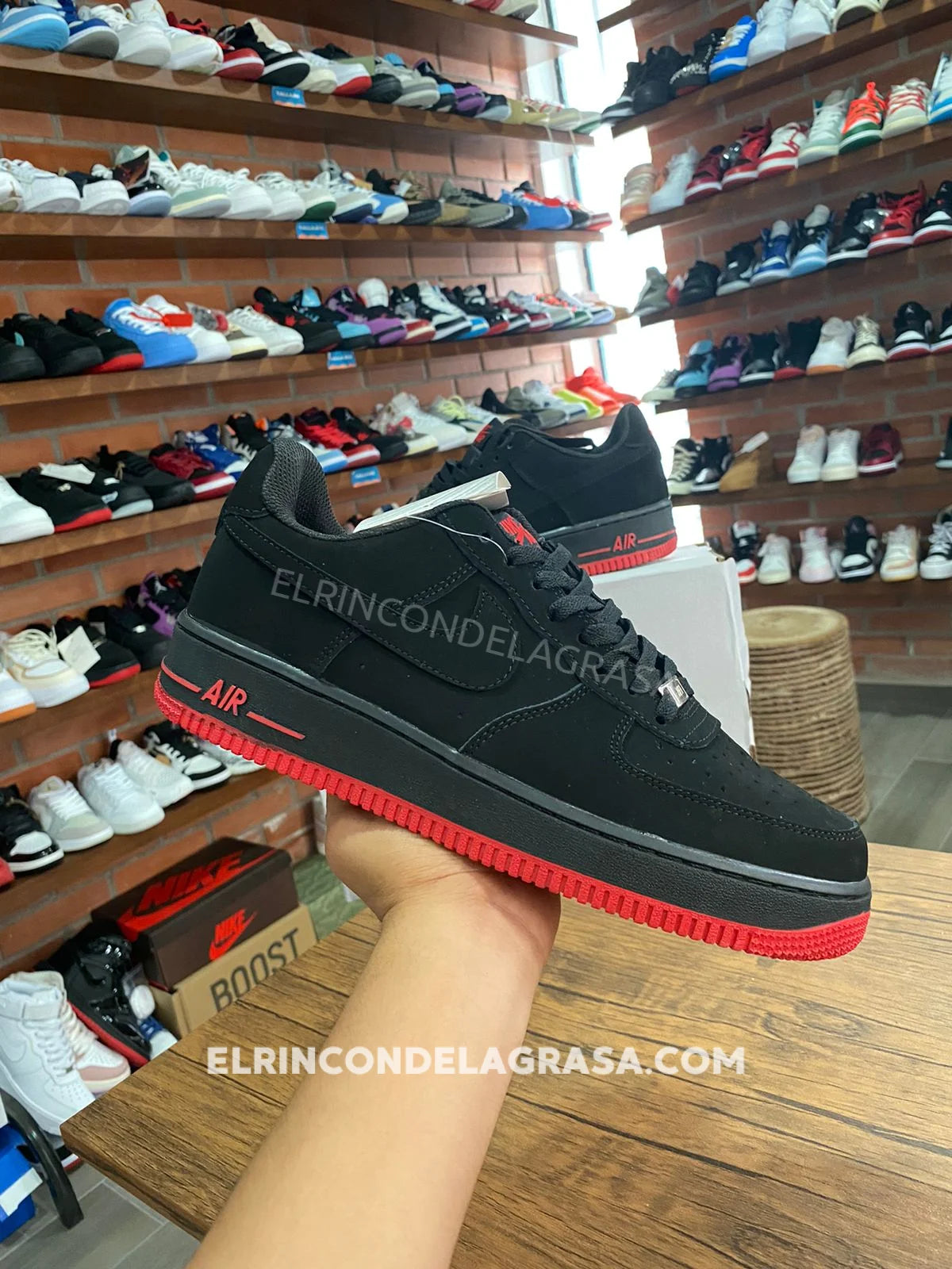 Air Force One Negro Con Rojo