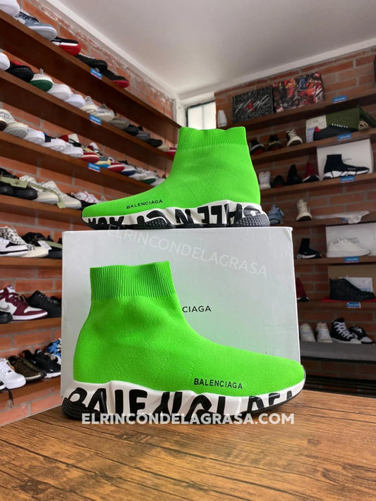 Balenciaga Speed Verde Letras Sneakers