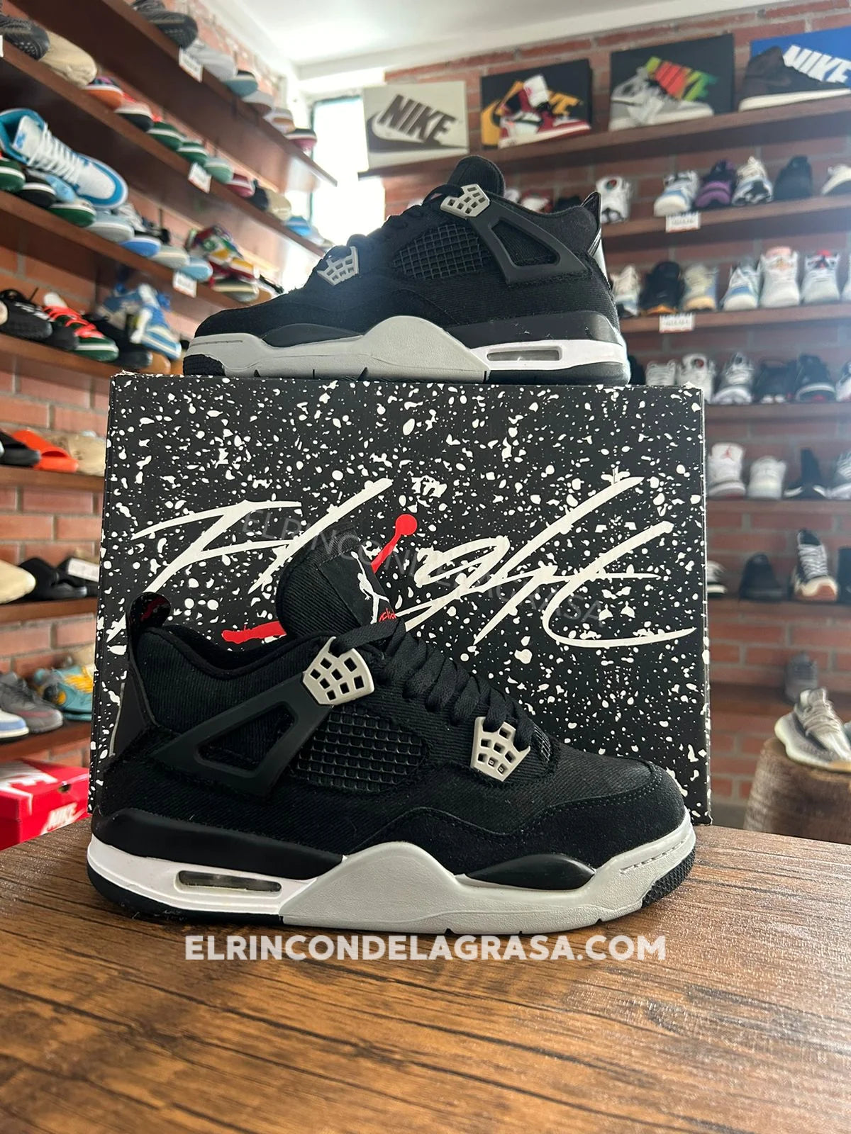 Jordan 4 Black Canvas Sneakers