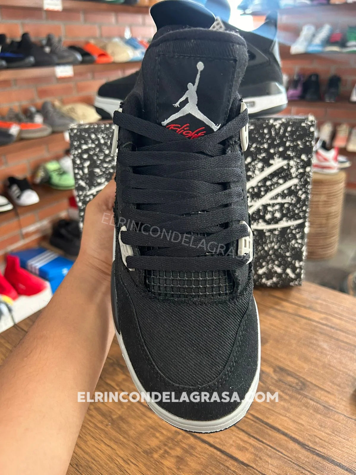 Jordan 4 Black Canvas Sneakers