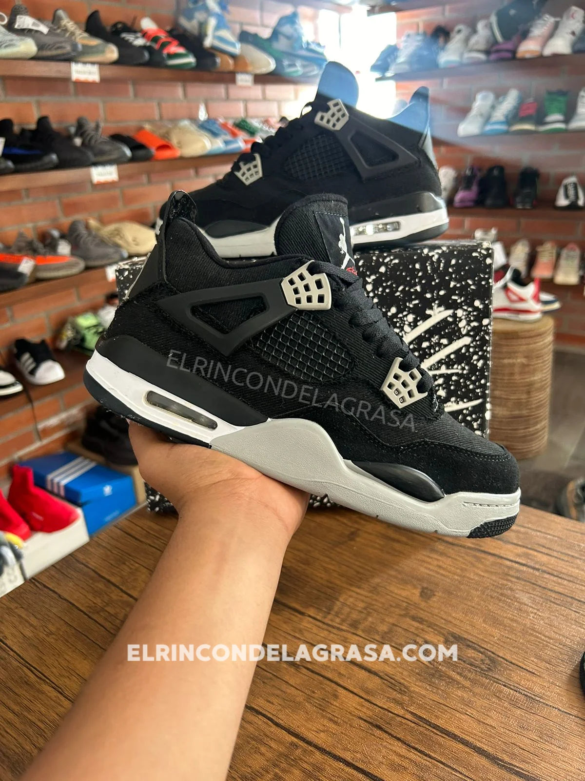 Jordan 4 Black Canvas Sneakers